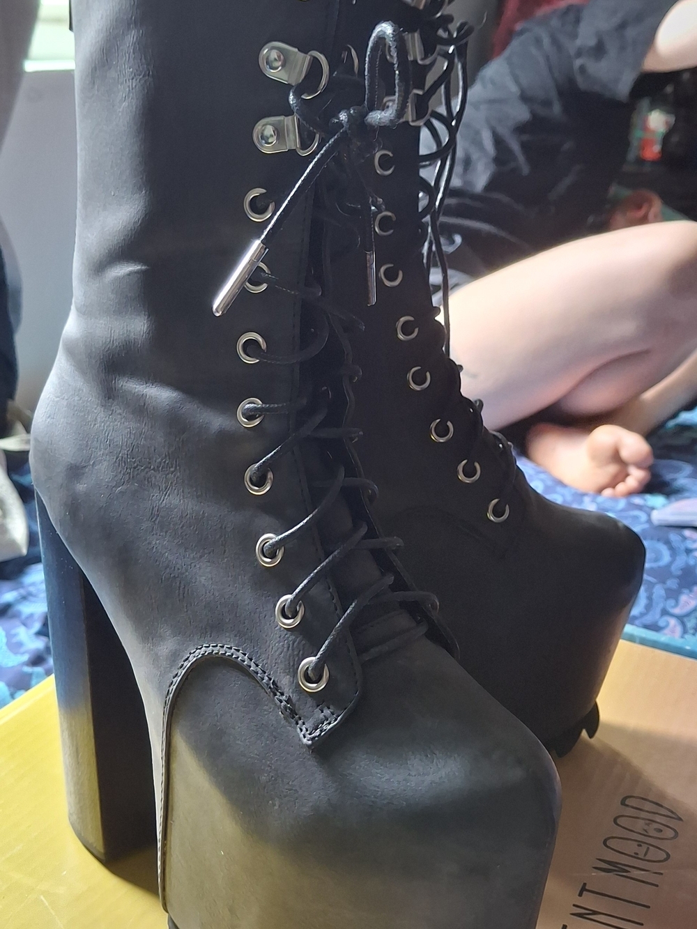 Current Mood Black Lace-Up Platform Ankle Boots - Picture 1 of 6